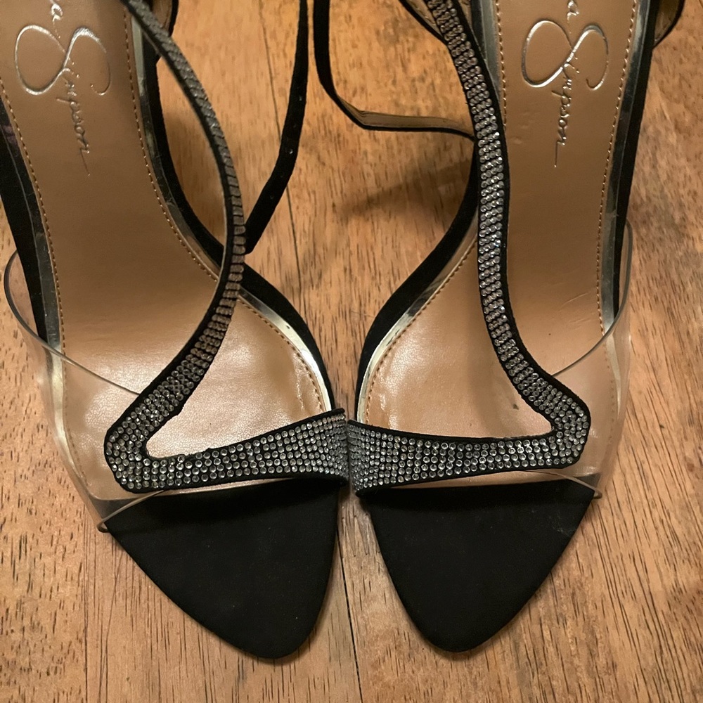 Black and rhinestone Jessica Simpson heels - Picture 3 of 4